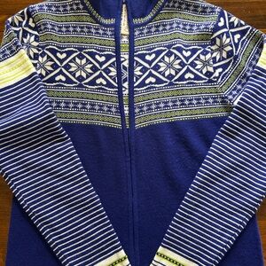 Obermeyer Navy and White Zip-Up Sweater